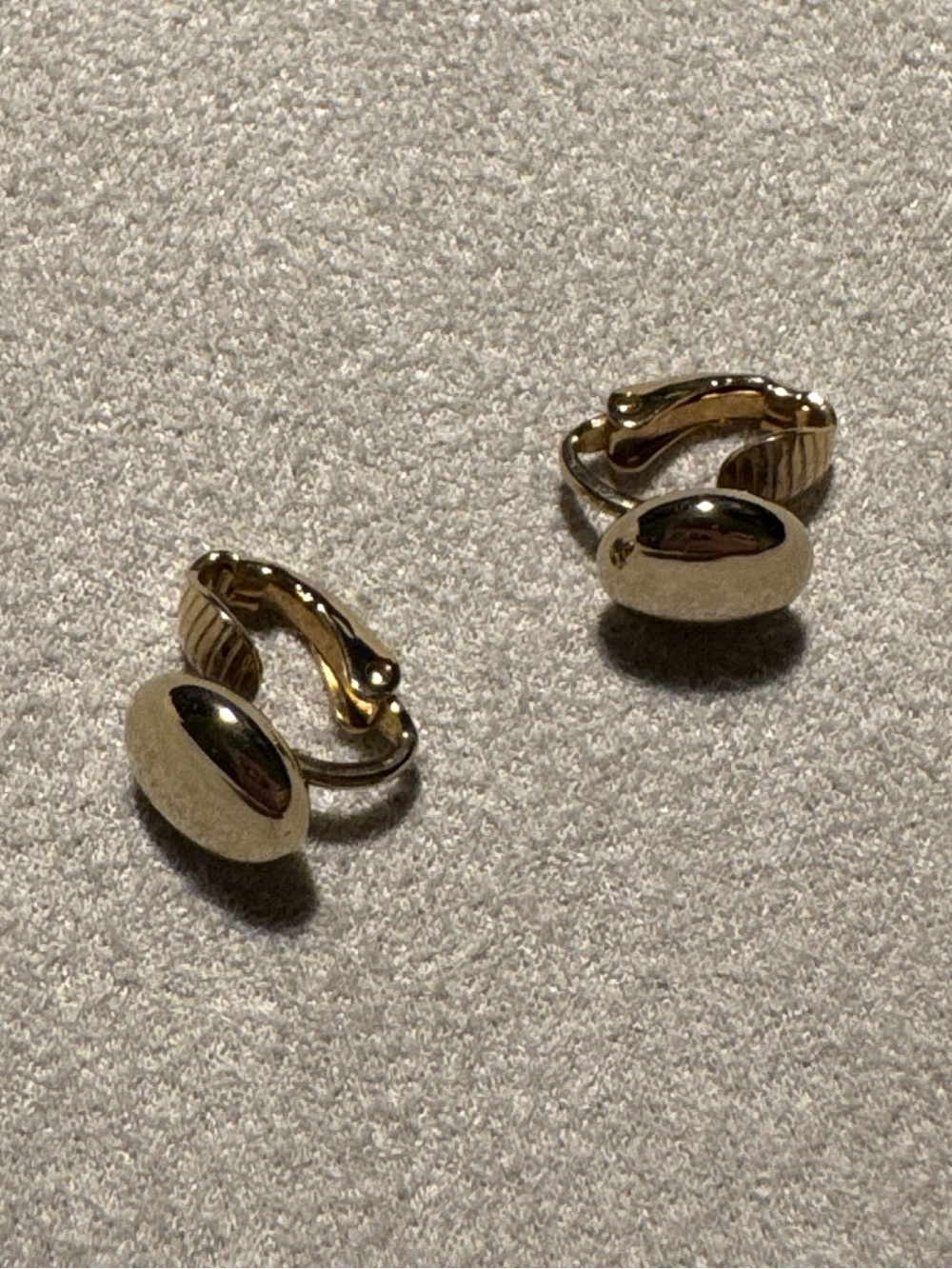 Gold Clip-On Oval Disc Earrings - Women Jewelry